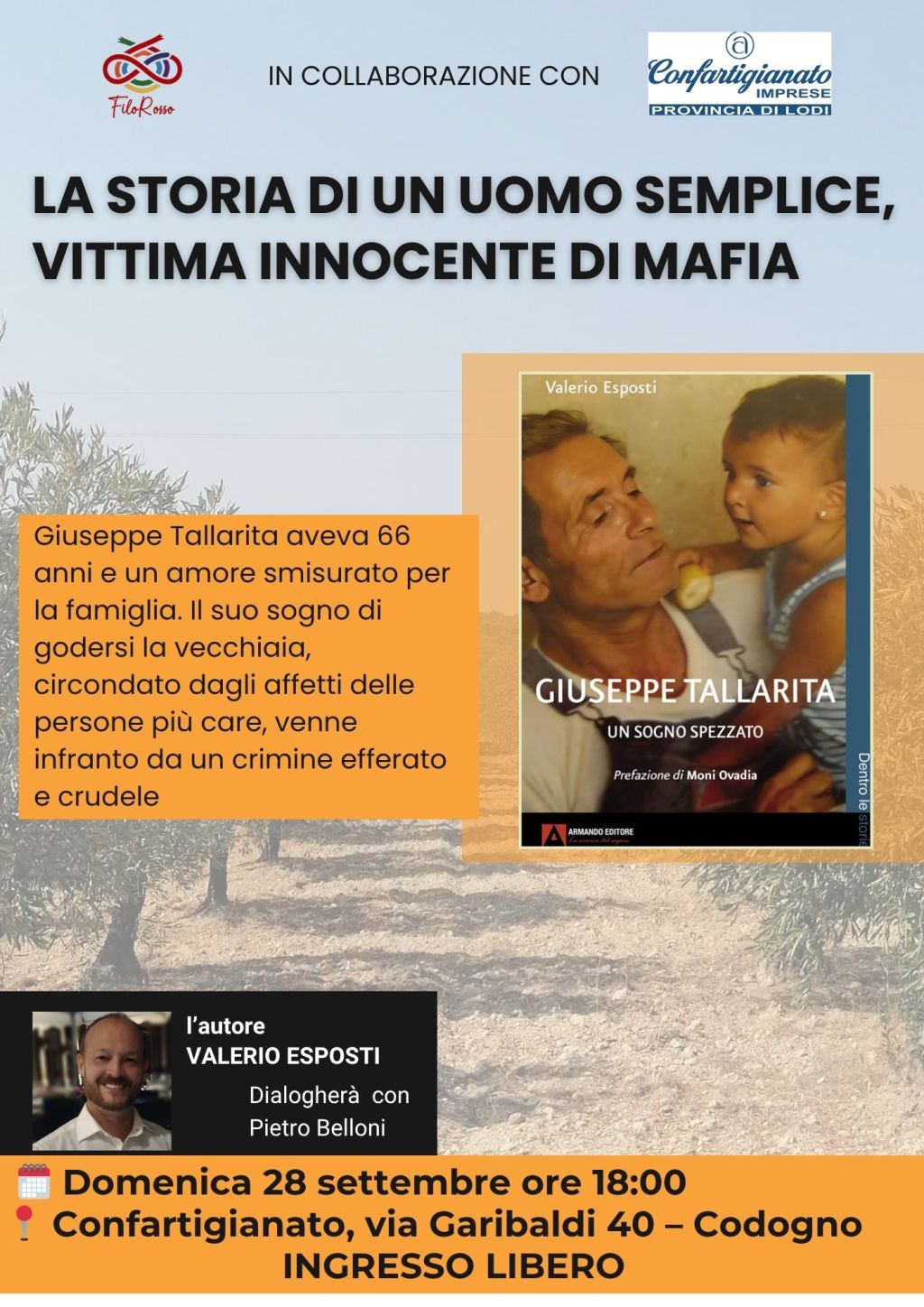 Presentazione del libro “Un sogno spezzato” di Valerio Esposti – Un incontro ricco di emozioni a Codogno